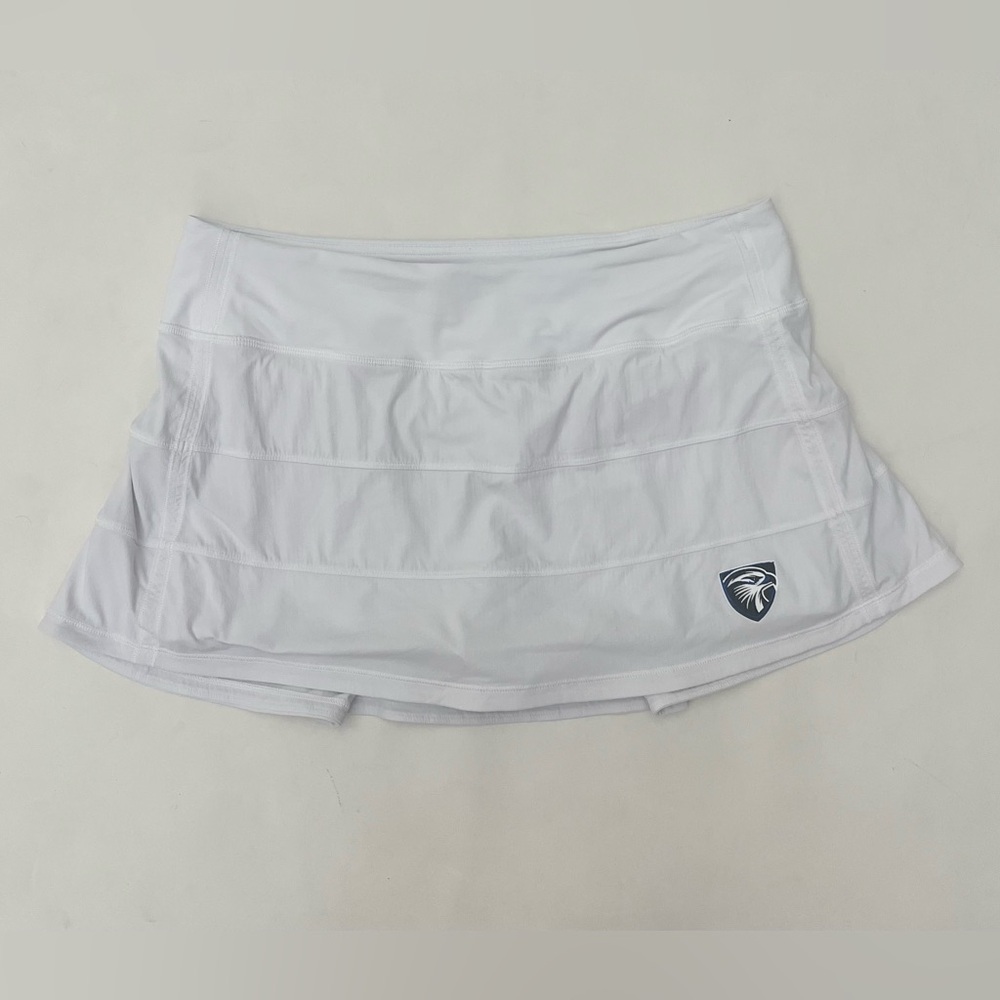 Lululemon Pace Rival Lined Mid Rise Skirt Women's Color White Size 8 eagle logo